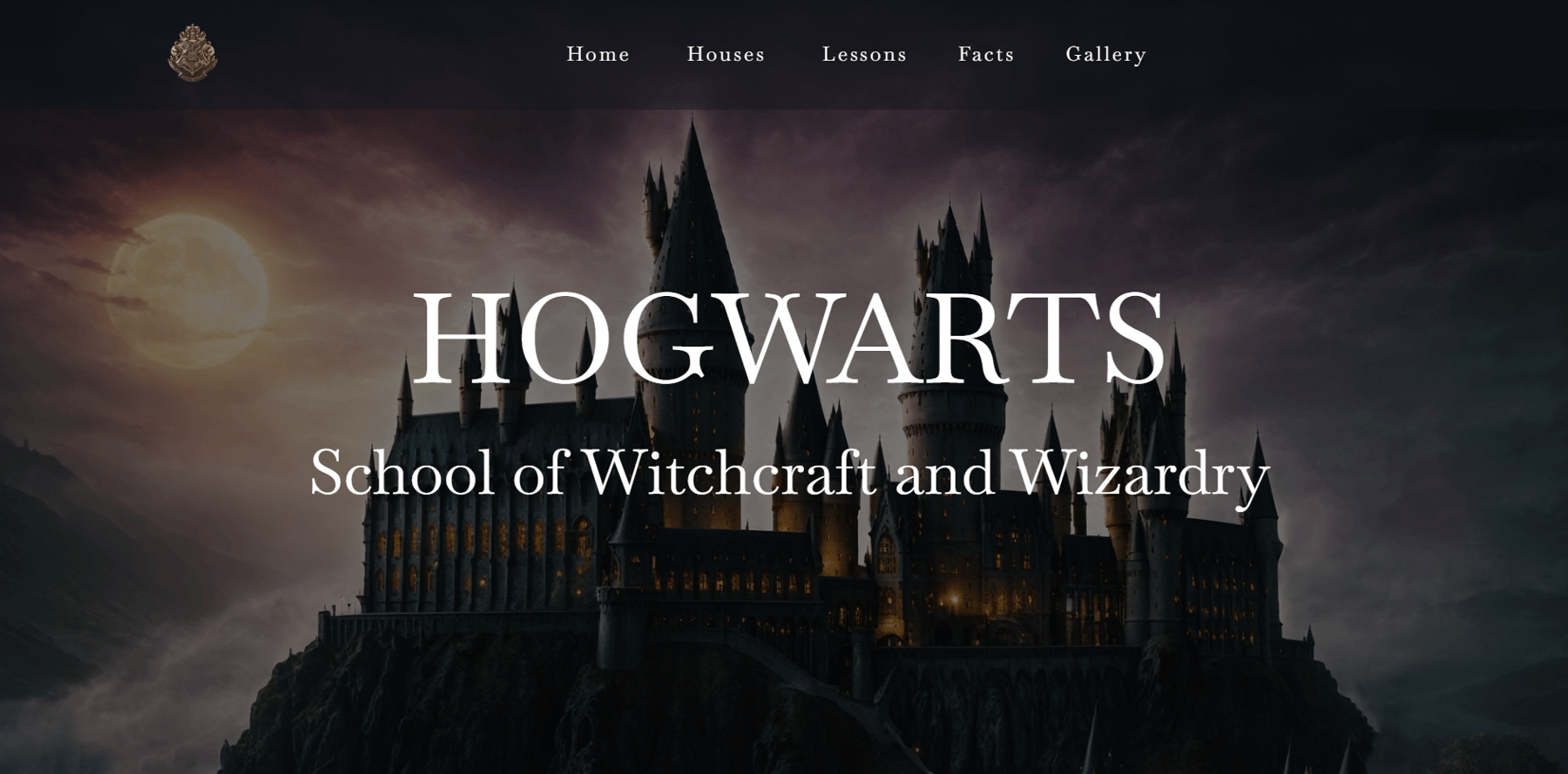Screenshot der Hogwarts Schulwebsite